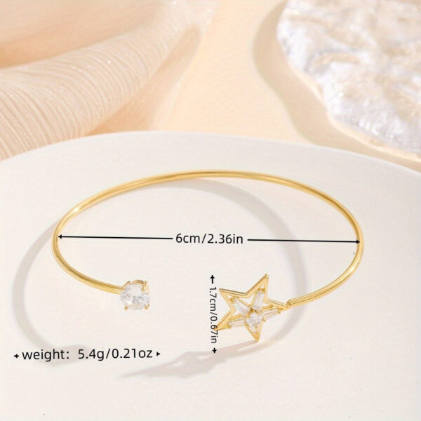 Fashion Women's Bracelet Five-pointed Star Copper Inlaid Zircon - Image 3