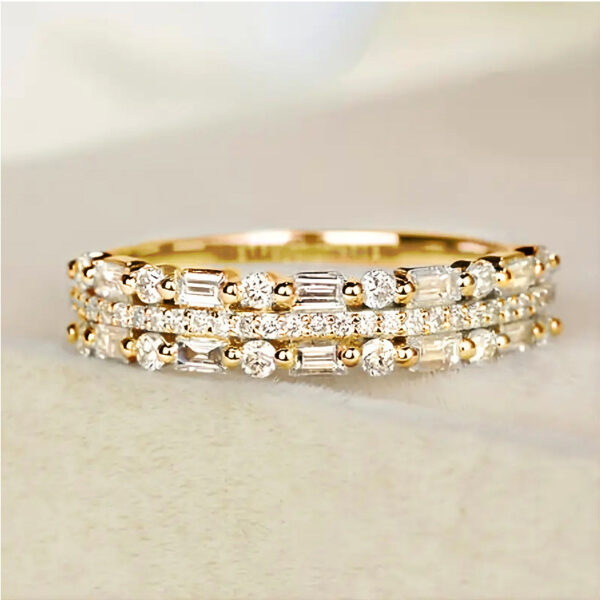 Multilayer Ring Three-layer Fine Circle Line Setting - Image 2