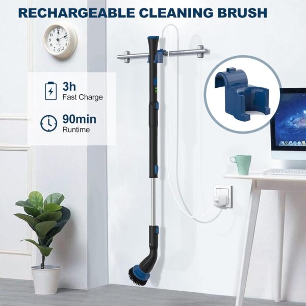 Electric Spin Scrubber, Cordless Cleaning Brush With 4 Replaceable Brush Heads And Adjustable Extension Handle Power Shower Scrubber For Bathroom, Kitchen, Tub, Tile, Floor - Image 2