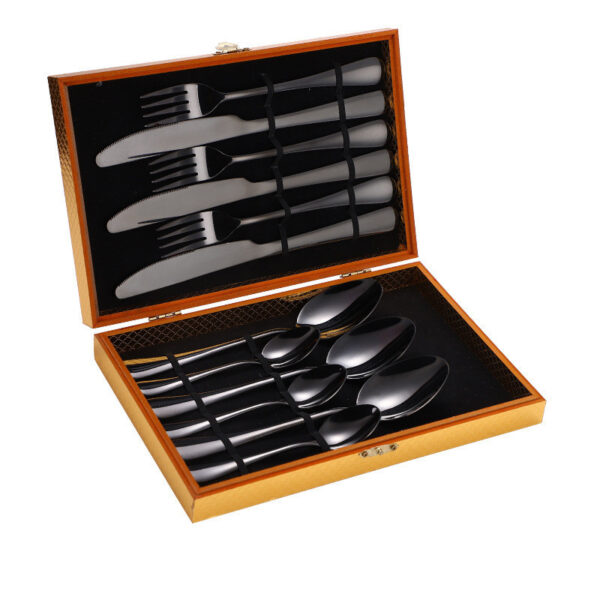 Stainless Steel Steak Cutlery Set Western Cutlery Cutlery Set Gift Box Wooden Box Cutlery - Image 6