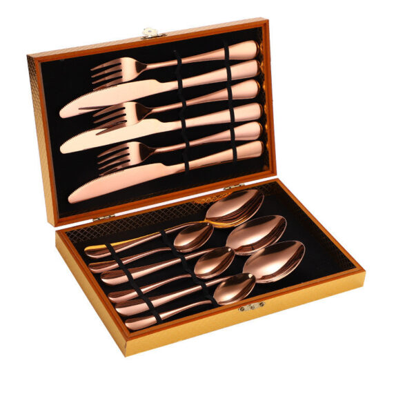 Stainless Steel Steak Cutlery Set Western Cutlery Cutlery Set Gift Box Wooden Box Cutlery - Image 5