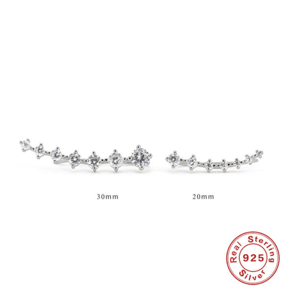 S925 Sterling Silver Single Row 7 PCs Shiny Diamond Ear Studs - Image 2