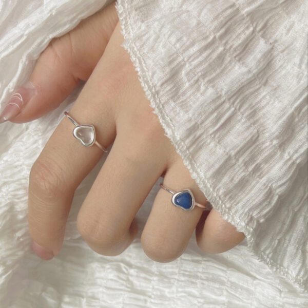 S925 Silver Minimalist Natural Crystal Ore Mini Heart Ring - Image 8