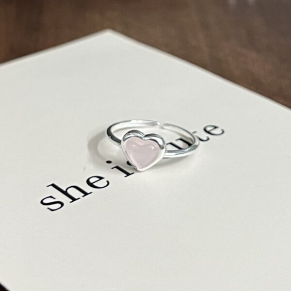 S925 Silver Minimalist Natural Crystal Ore Mini Heart Ring - Image 7