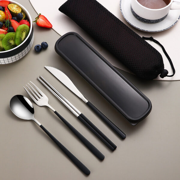 304 Dinnerware Set Flatware Kitchen Accessories Camping Travel Sets Gold Knife Fork Spoon Portable Cutlery Sets With Case - Image 7