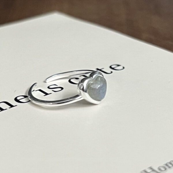 S925 Silver Minimalist Natural Crystal Ore Mini Heart Ring - Image 3